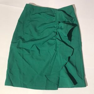 Clocolor womens green ruffle pencil skirt large NEW